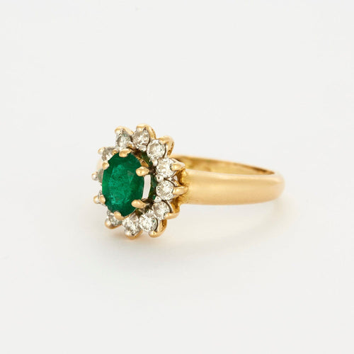 Bague 55 Bague en or jaune, émeraude et diamants 58 Facettes DV0014-5-55-2