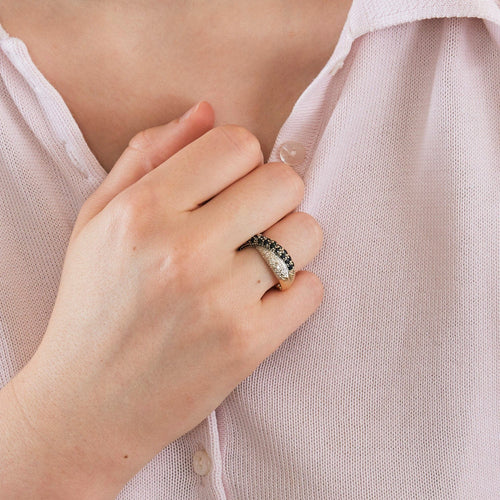 Bague 53 Bague or jaune et gris diamants et saphirs 58 Facettes DV0699-1-53-2