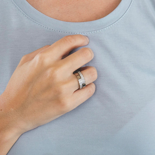 Bague 53 DINH VAN -  Bague Seventies or gris diamants 58 Facettes DV0379-16-53-2