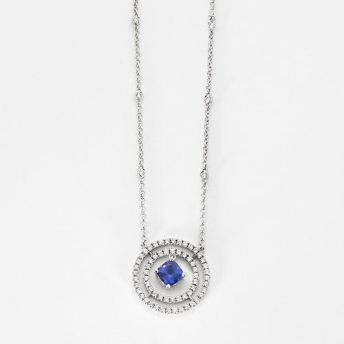 Collier or gris, diamants et tanzanite 58 Facettes DV0704-1