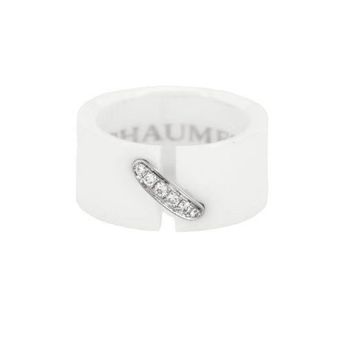 Bague 53 CHAUMET- Liens - Bague céramique blanche, or gris et diamants 58 Facettes DV0667-3