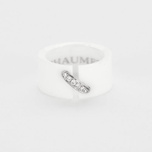 Bague 53 CHAUMET- Liens - Bague céramique blanche, or gris et diamants 58 Facettes DV0667-3