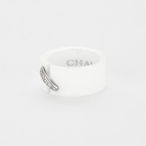 Bague 53 CHAUMET- Liens - Bague céramique blanche, or gris et diamants 58 Facettes DV0667-3