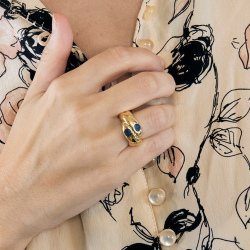 Bague 53 Bague en or jaune et saphir 58 Facettes DV5140-2-53-2