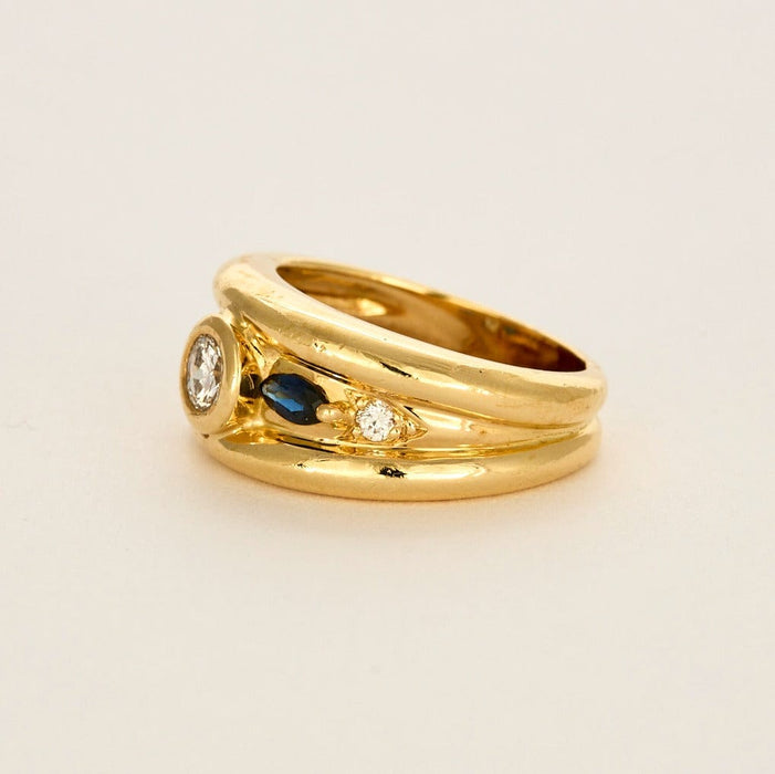 Bague 55 Bague en or jaune, saphir et diamants 58 Facettes DV5140-3-DV0736-1