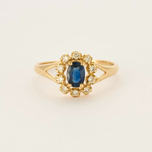 Bague 59 Bague en or jaune saphir diamants 58 Facettes DV0687-3-59-2