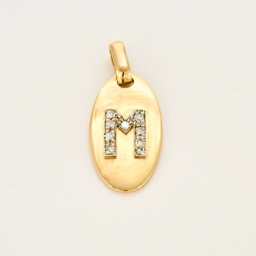 Pendentif 3.9 x 1.9 Pendentif "M" ovale or jaune 18K et diamants 58 Facettes DV0710-2-3-4