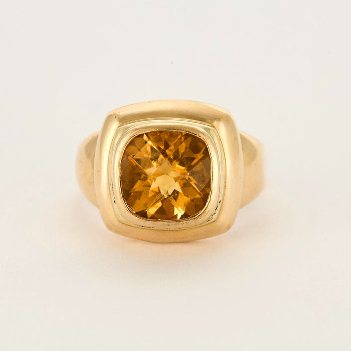 Bague 57 Bague en or jaune et citrine coussin 58 Facettes DV5199-7