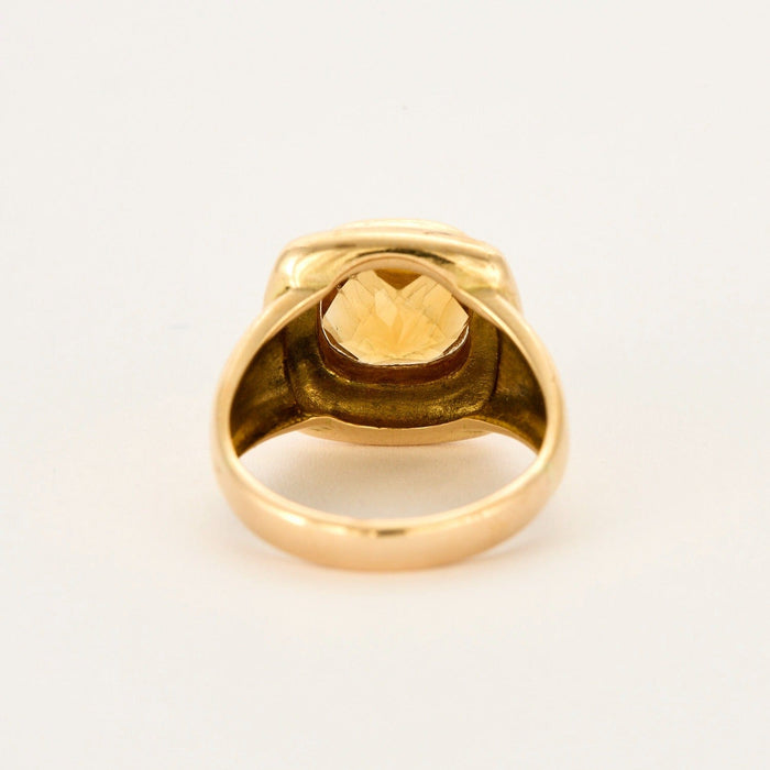 Bague 57 Bague en or jaune et citrine coussin 58 Facettes DV5199-7