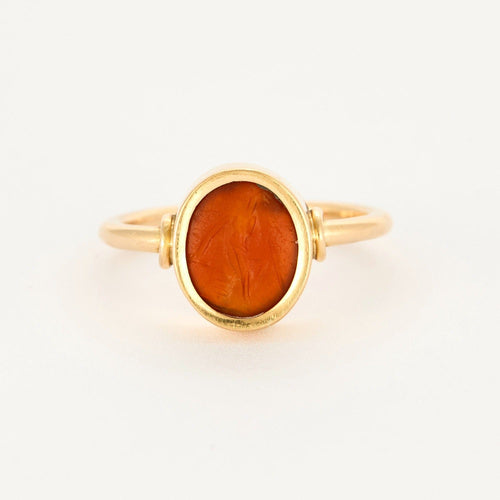 Bague 56.5 Bague en or jaune 18K et intaille cornaline antique 58 Facettes DV0718-1-565