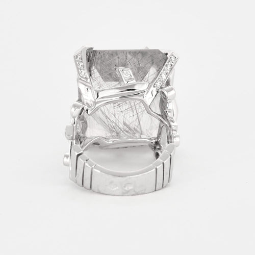 CHANEL - Cristaux glacés - Bague or gris, diamants, quartz