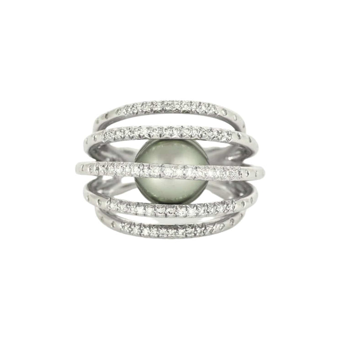 Bague LORENZ BAUMER - Bague en or gris diamants et perle 58 Facettes DV0615-3