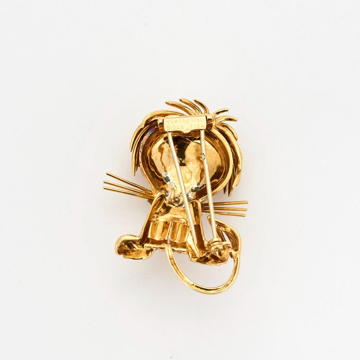 Broche VAN CLEEF & ARPELS  - Lion ébouriffé - or , diamants émeraude 58 Facettes DV0721- 1