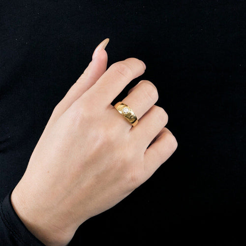 Bague 52 Bague jonc en or jaune et  diamant 58 Facettes DV6202-1