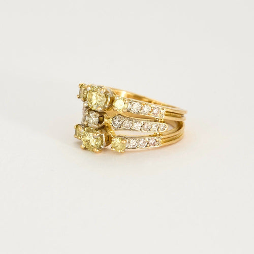 Bague 46 Bague bandeau à trois corps, 2 tons d'or et diamants 58 Facettes DV0581-20-46-2