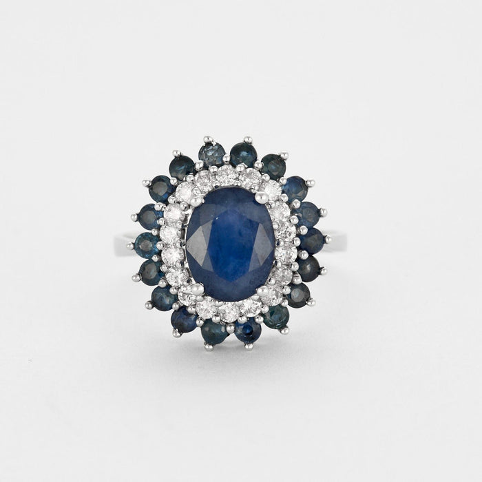 Bague 55 Bague en or gris, saphir et diamants 58 Facettes DV6272-1