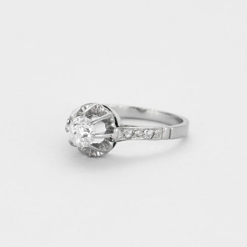Bague 48 Bague solitaire platine, or gris et diamants 58 Facettes DV0687-6-48-2