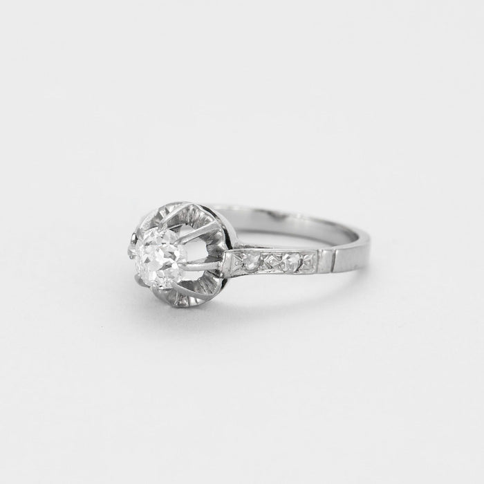 Solitaire ring platinum, white gold and diamonds