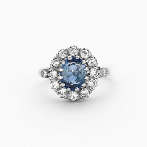 Bague 51 Bague en or gris saphir et diamants 58 Facettes DV4007-1