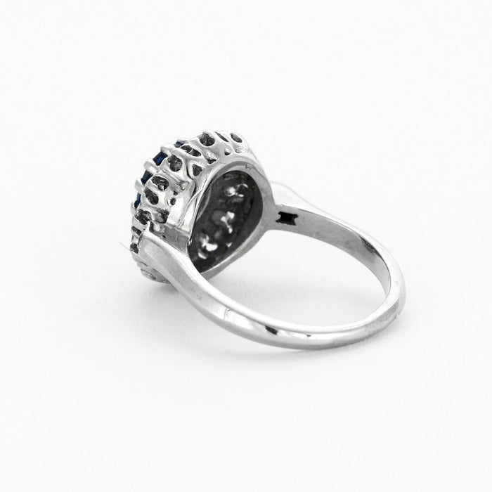 Bague 51 Bague en or gris saphir et diamants 58 Facettes DV4007-1