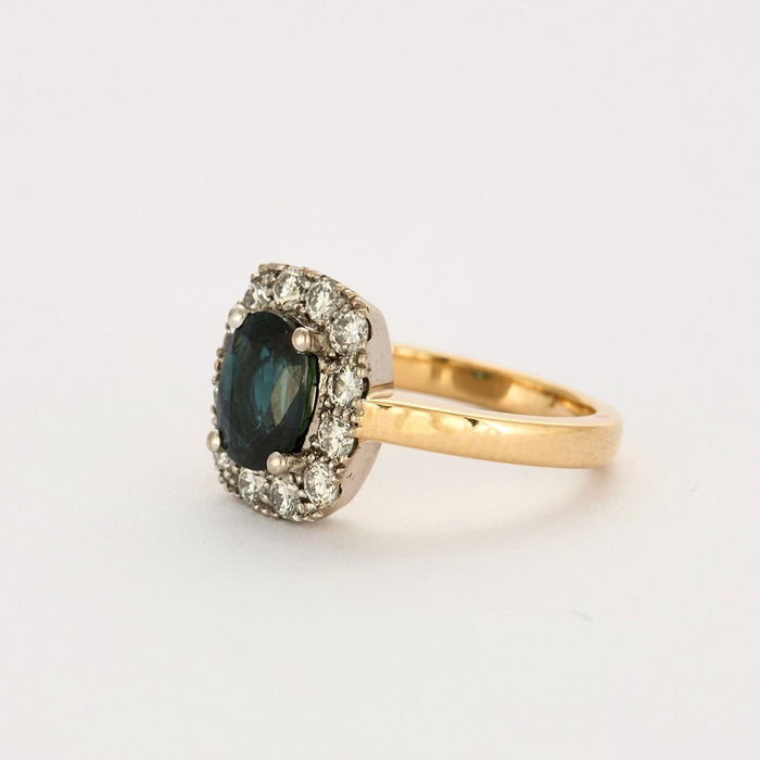 Bague 50 Bague saphir teal, or jaune et or gris 18K 58 Facettes DV5583-1