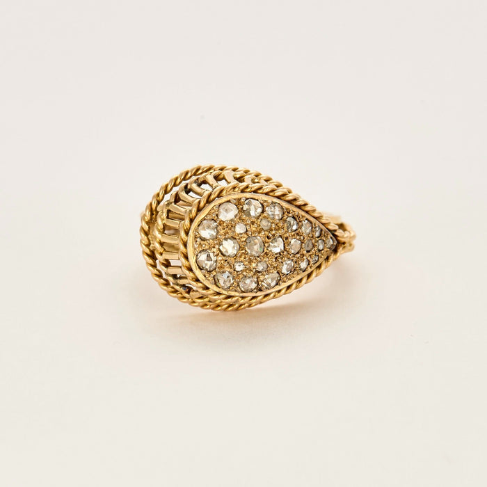 Yellow gold and diamond ring