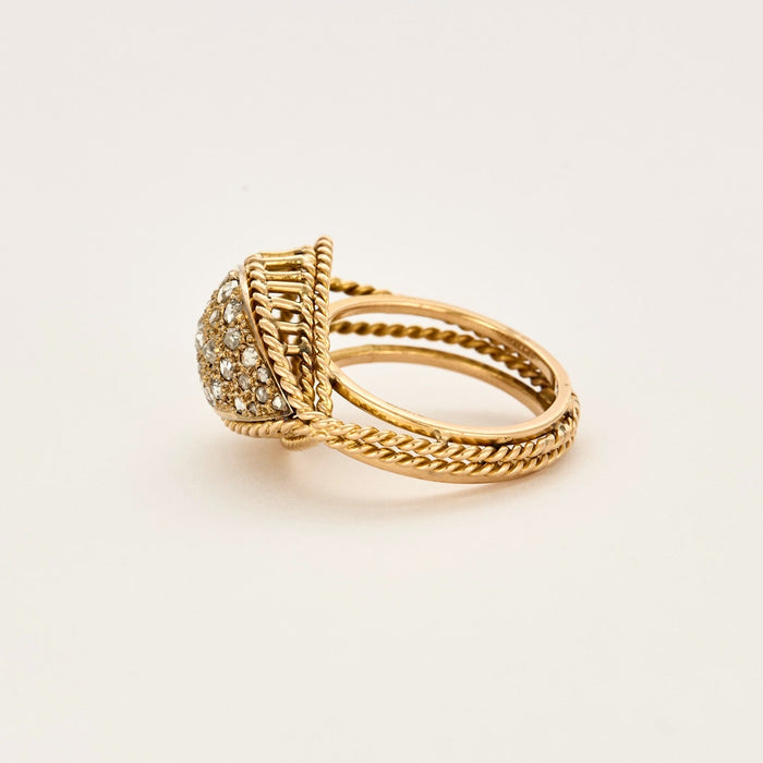 Yellow gold and diamond ring