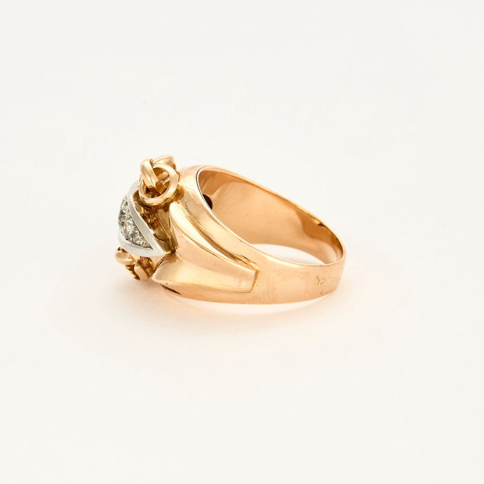 Ring in yellow gold, white gold and diamonds