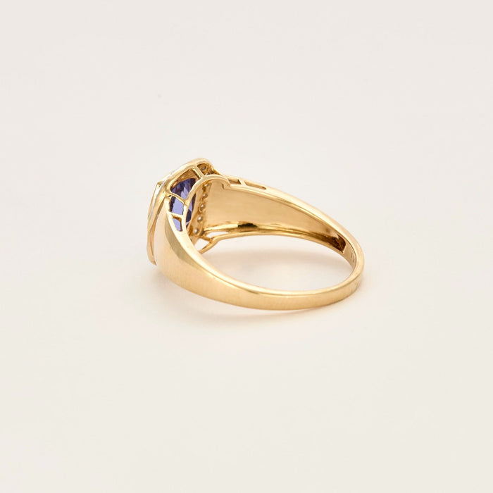 Anello giallo 14K, tanzanite e diamanti