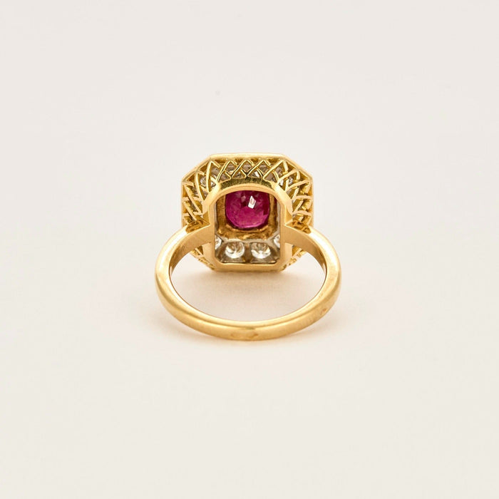 Bague 52 Bague en platine, or jaune, rubis et diamants 58 Facettes DV0780-1-52-1