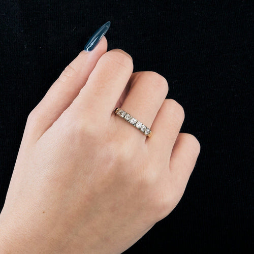 Bagues 58 Demi alliance diamants, or jaune et gris 58 Facettes DV0726-5-58-2