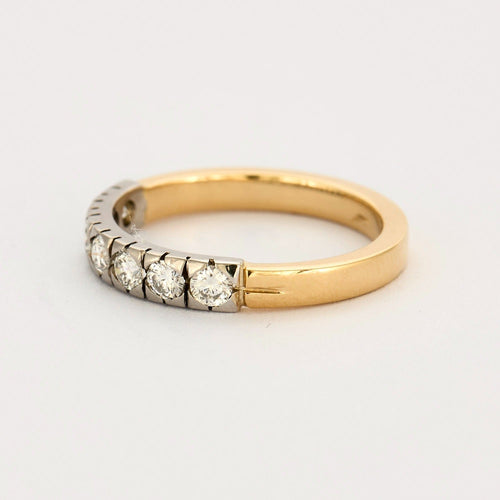 Bagues 58 Demi alliance diamants, or jaune et gris 58 Facettes DV0726-5-58-2