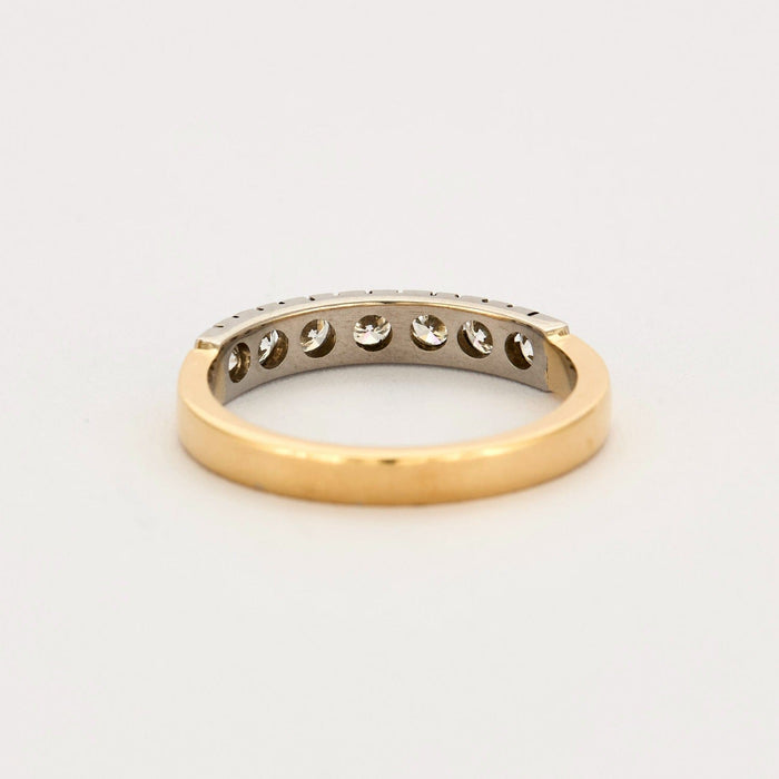 Half wedding ring with diamonds, yellow and gray gold