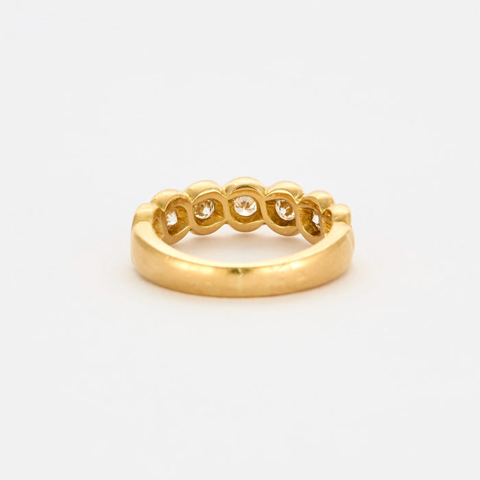 Bague tressée or jaune et diamants