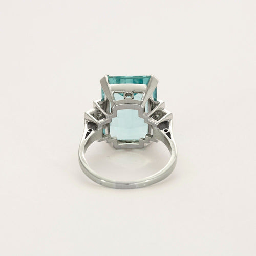 Bague 55 Bague or gris, aigue marine et diamants 58 Facettes DV0726-13-DV0736-1