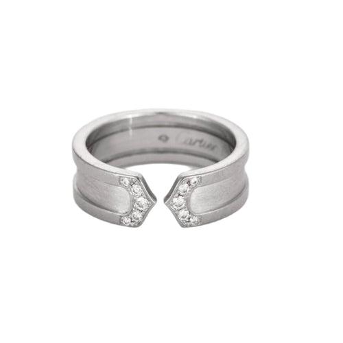 Bague 53 CARTIER - C de Cartier - Bague or gris et diamants 58 Facettes DV5845-1
