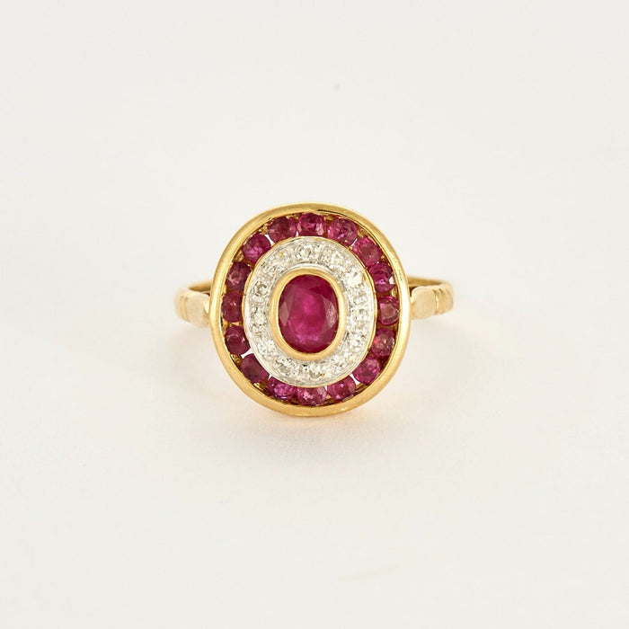 Bague 54 Bague en or jaune rubis et petits diamants 58 Facettes DDV6621-2-54-3