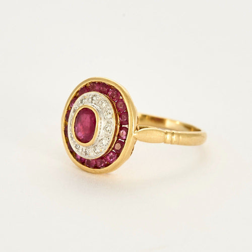 Bague 54 Bague en or jaune rubis et petits diamants 58 Facettes DDV6621-2-54-3