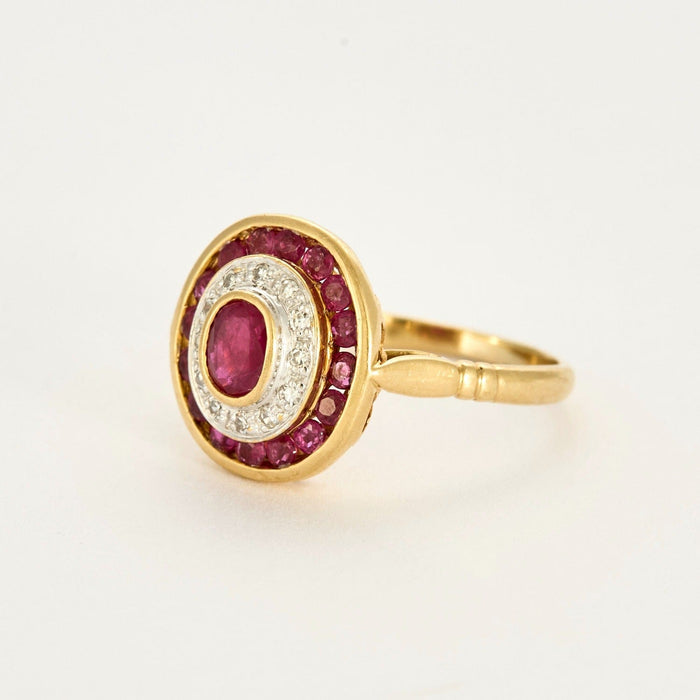 Bague 54 Bague en or jaune rubis et petits diamants 58 Facettes DDV6621-2-54-3