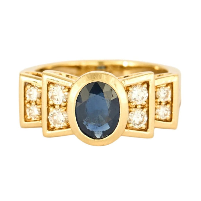 Bague 55 Bague en or jaune, saphir et diamants 58 Facettes DV6071-1