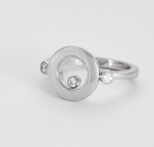 Bague 50 CHOPARD - HAPPY DIAMONDS- ICONS - Bague en or gris et diamants 58 Facettes DV0740-2-50-2