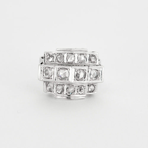 Bague 58 Bague en or gris et diamants taillés en rose 58 Facettes DV0013- 21-58-2