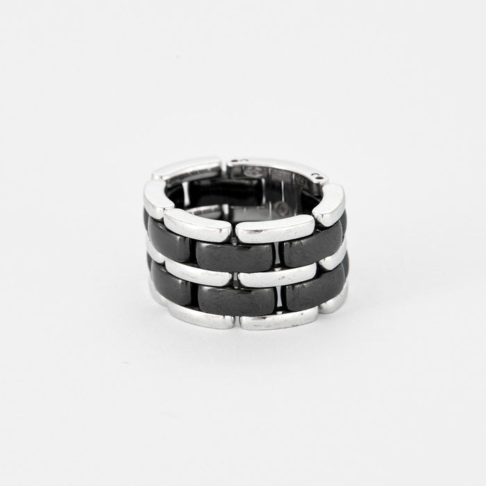 Bague 53 CHANEL - Bague souple Ultra Or gris, céramique noire 58 Facettes DV0618-2-53-2