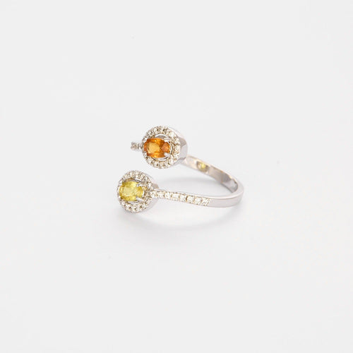 Bague 54 Bague Toi & Moi, Or gris, saphir jaune et grenat spessartite 58 Facettes DV4216-2-54