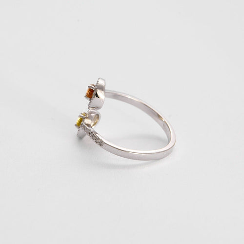 Bague 54 Bague Toi & Moi, Or gris, saphir jaune et grenat spessartite 58 Facettes DV4216-2-54