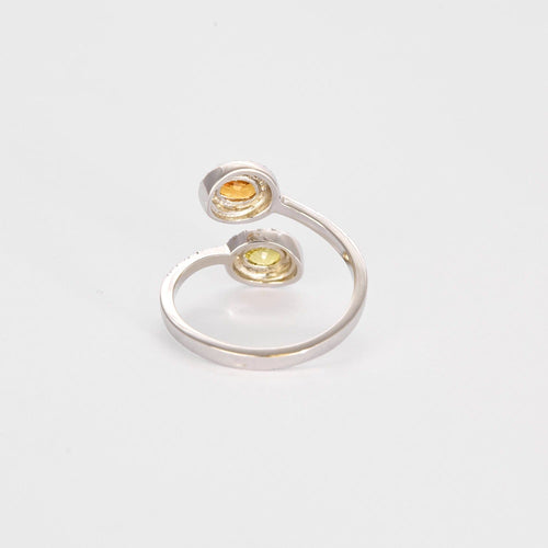 Bague 54 Bague Toi & Moi, Or gris, saphir jaune et grenat spessartite 58 Facettes DV4216-2-54