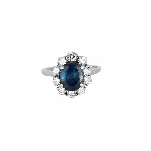 Bague 54 Bague Marguerite en or blanc, saphir et diamants 58 Facettes DV0745-1-54-3