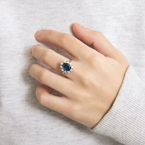 Bague 54 Bague Marguerite en or blanc, saphir et diamants 58 Facettes DV0745-1-54-3