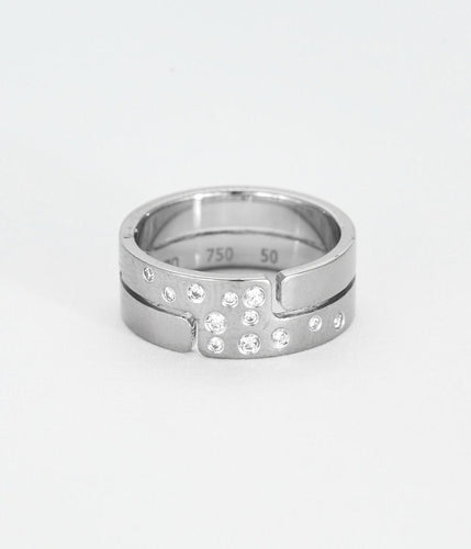 Bague 50 DINH VAN- Bague Or gris "Seventies" moyen modèle et diamant 58 Facettes DV0769-1-50-25