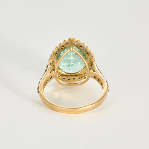 Bague or jaune, tourmaline, saphirs, diamants